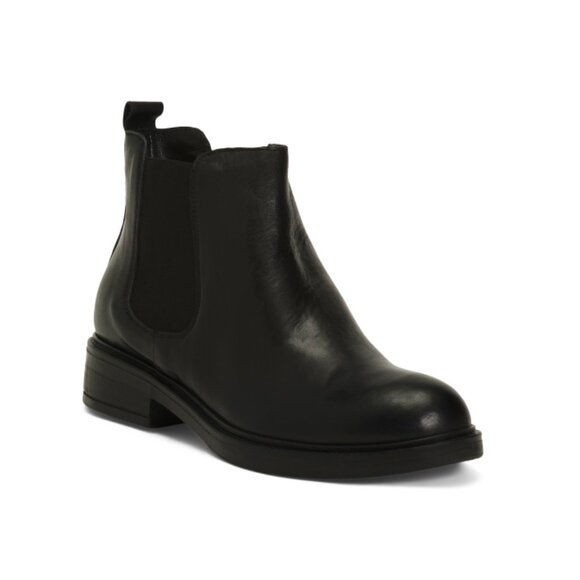 OROSCURO Black Made In Italy Leather Chelsea Booties - Picture 1 of 2